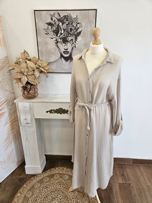 Robe gaze de coton beige - R1