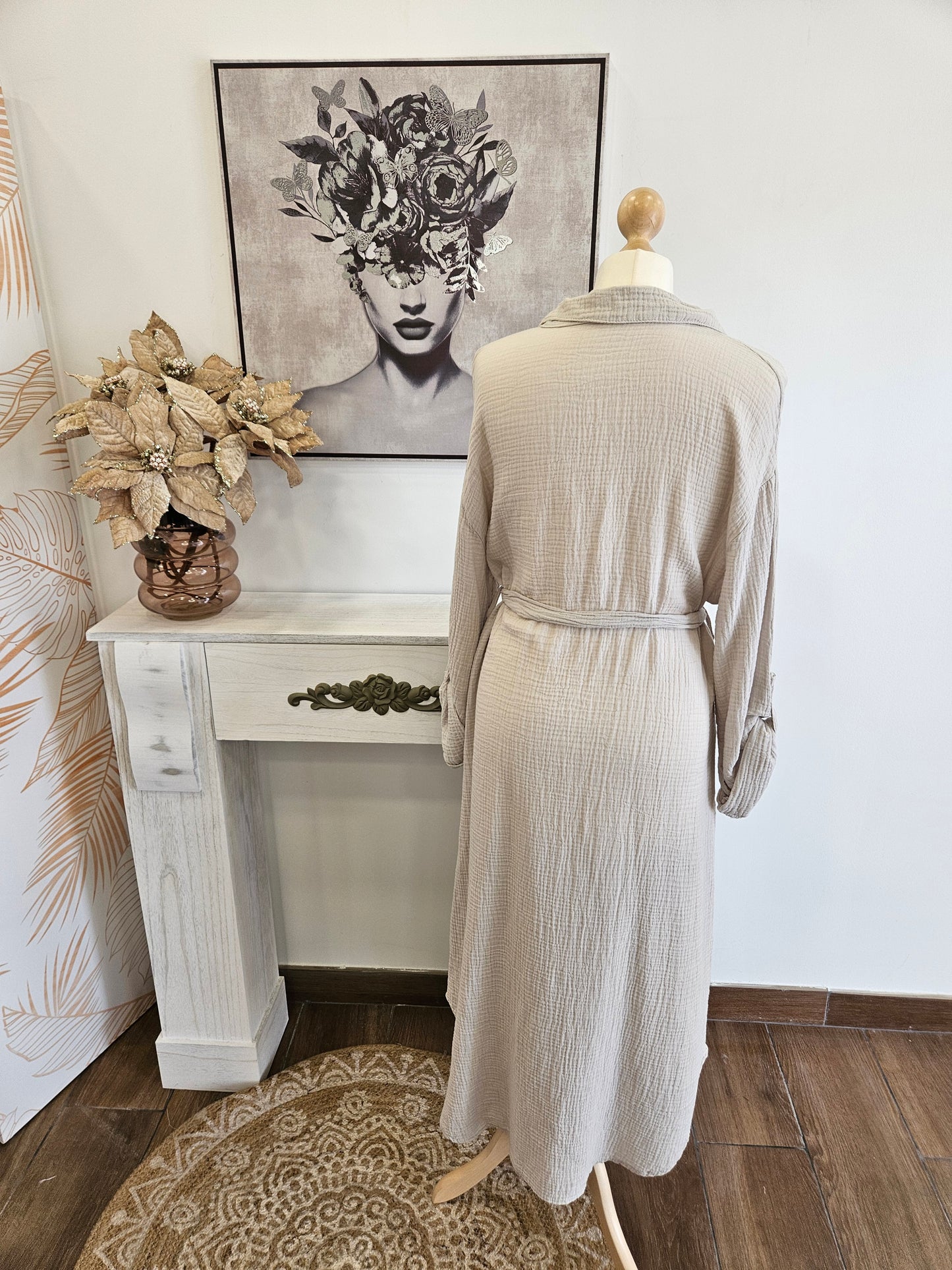 Robe gaze de coton beige - R1